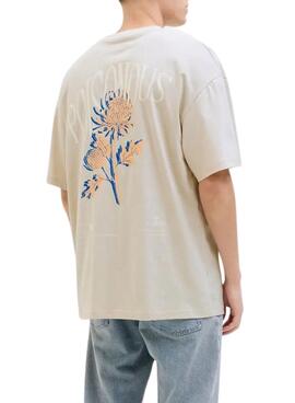 T-shirt Jack and Jones Charge beige für Herren.