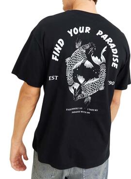 T-Shirt Jack and Jones Charge in Schwarz für Herren.