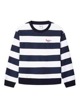 Sweatshirt Pepe Jeans Vania gestreift blau und weiß Mädchen