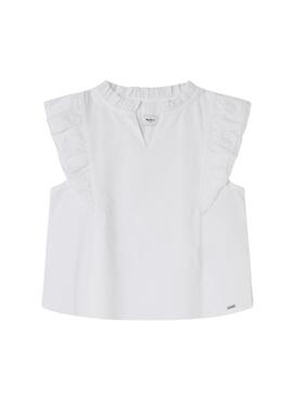 Bluse Pepe Jeans Monica weiß für Mädchen