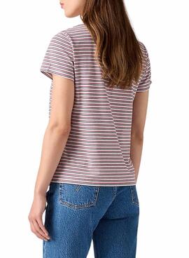 Levis Perfect Tee Stripes T-Shirt in pink for women.