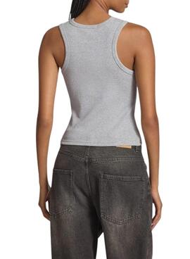 T-Shirt Calvin Klein Jeans Woven Label grau für Damen