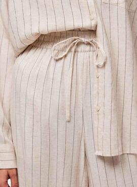 Hose Pieces Pia Wide Streifen beige für Frauen