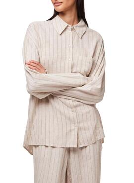Bluse Pieces Pia Oversize in Beige für Damen