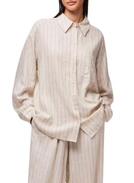 Bluse Pieces Pia Oversize in Beige für Damen