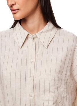 Bluse Pieces Pia Oversize in Beige für Damen