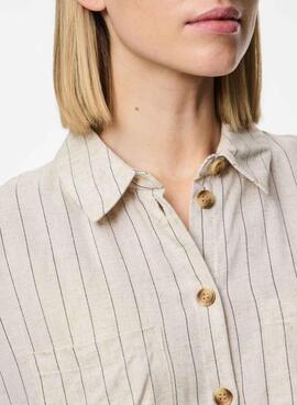 Bluse Pieces Pia beige gestreift für Damen