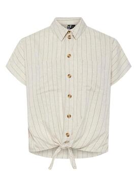 Bluse Pieces Pia beige gestreift für Damen