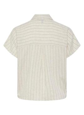 Bluse Pieces Pia beige gestreift für Damen