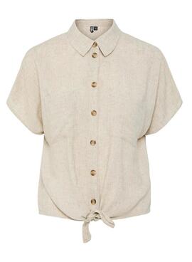 Bluse Pieces Pia beige für Damen
