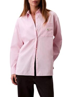 Bluse Calvin Klein Jeans Popeline Oversize in Rosa für Damen