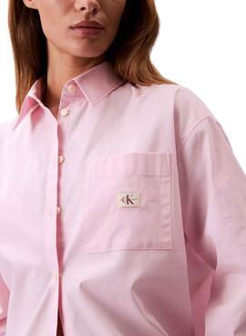 Bluse Calvin Klein Jeans Popeline Oversize in Rosa für Damen