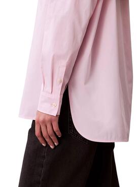 Bluse Calvin Klein Jeans Popeline Oversize in Rosa für Damen