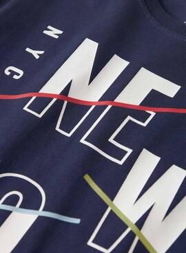T-Shirt Name t Kingston in Marineblau für Jungen.