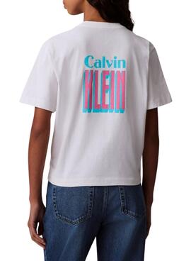 T-Shirt Calvin Klein Jeans Boxy weiß für Damen