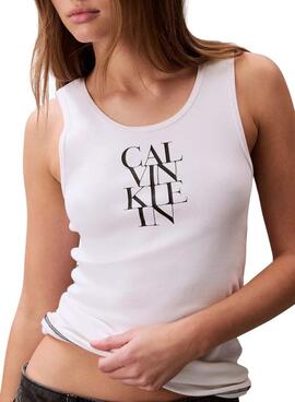 T-Shirt Calvin Klein Jeans Rib weiß für Damen