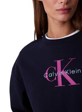 Sudadera Calvin Klein Jeans Monolog blau für Damen