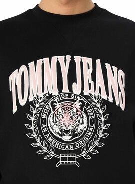 Sweatshirt Tommy Jeans Varsity Tiger schwarz für Herren.