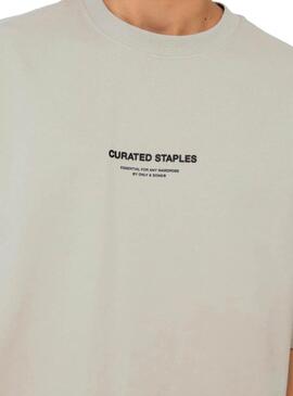 T-shirt Only and Sons Curated Beige für Herren.