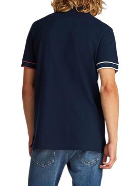 Polo Tommy Jeans Slim Flag Polo in Dunkelblau für Herren