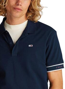 Polo Tommy Jeans Slim Flag Polo in Dunkelblau für Herren