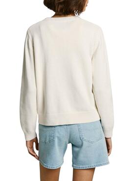 Pullover Pepe Jeans Nuna Damen in Weiß.