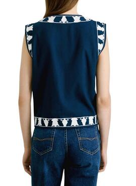 Ethnisches Hemd Pepe Jeans Heaven in Marineblau für Damen.
