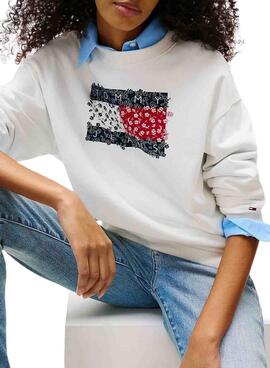 Tommy Jeans Blumenmuster Hoodie in Weiß für Damen