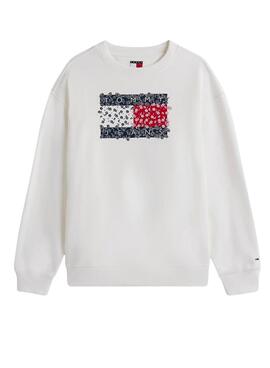 Tommy Jeans Blumenmuster Hoodie in Weiß für Damen