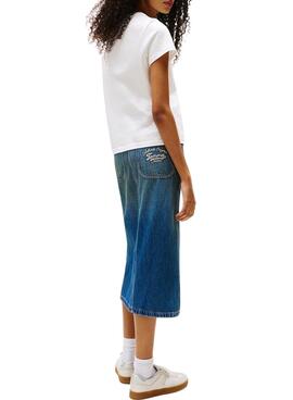 Tommy Jeans Blumen T-Shirt in Weiß für Damen.