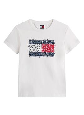 Tommy Jeans Blumen T-Shirt in Weiß für Damen.