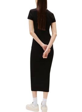 Kleid Tommy Jeans Badge Rib schwarz für Damen