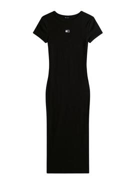 Kleid Tommy Jeans Badge Rib schwarz für Damen