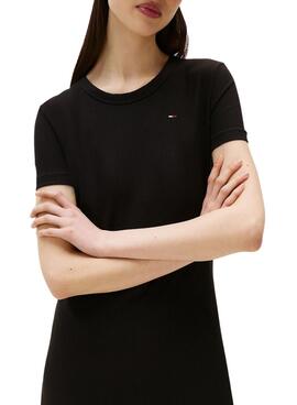Kleid Tommy Jeans Rib Bodycon Schwarz für Damen