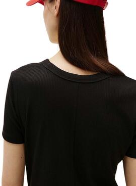 Kleid Tommy Jeans Rib Bodycon Schwarz für Damen