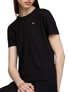 Kleid Tommy Jeans Rib Bodycon Schwarz für Damen