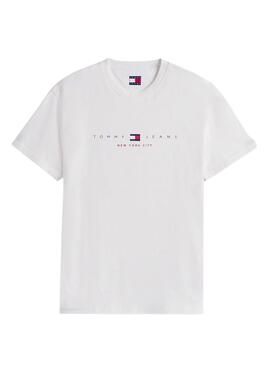 Weiße Tommy Jeans Flag Linear Herren T-Shirt