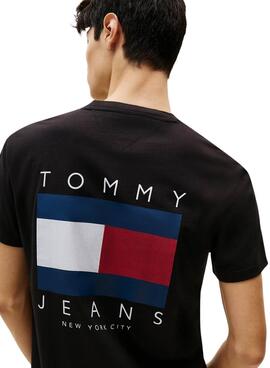 Schwarzes Tommy Jeans Flag T-Shirt für Herren.