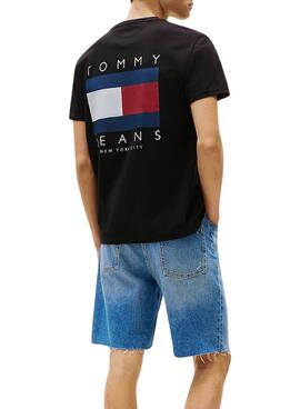 Schwarzes Tommy Jeans Flag T-Shirt für Herren.