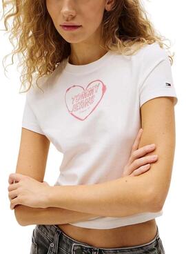T-Shirt Tommy Jeans Heart weiß für Damen