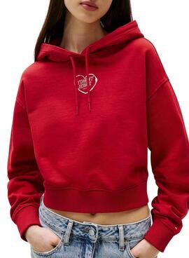 Tommy Jeans Heart Kapuzenpullover in Rot für Damen