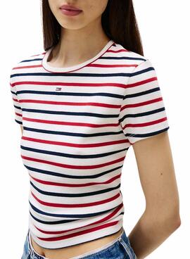 T-shirt Tommy Jeans Essential Rib Streifen für Damen