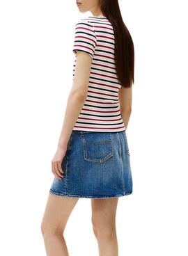 T-shirt Tommy Jeans Essential Rib Streifen für Damen