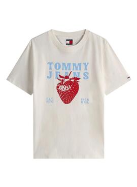 T-shirt Tommy Jeans Strawberry weiß für Frauen