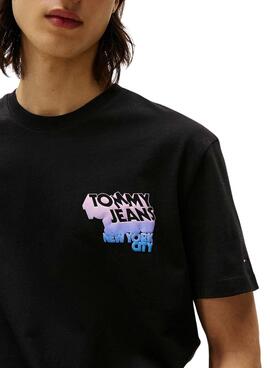 T-Shirt Tommy Jeans Stack Backprint schwarz für Herren