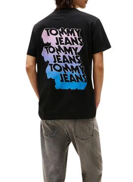 T-Shirt Tommy Jeans Stack Backprint schwarz für Herren