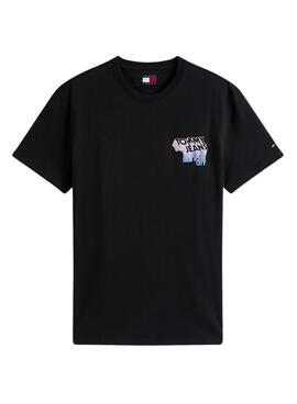 T-Shirt Tommy Jeans Stack Backprint schwarz für Herren