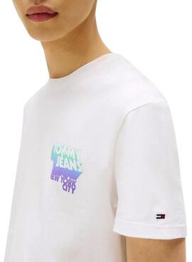 T-Shirt Tommy Jeans Stack Backprint weiß für Herren