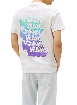 T-Shirt Tommy Jeans Stack Backprint weiß für Herren