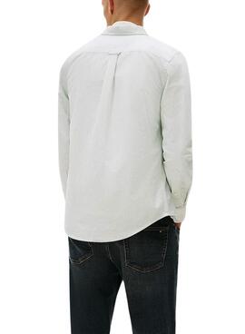 Hemd Tommy Jeans Oxford Slim in grün gestreift für Herren